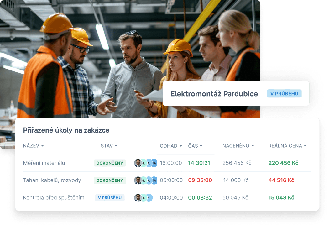 Parta s přehledem úkolů zakázky v TaskGripu