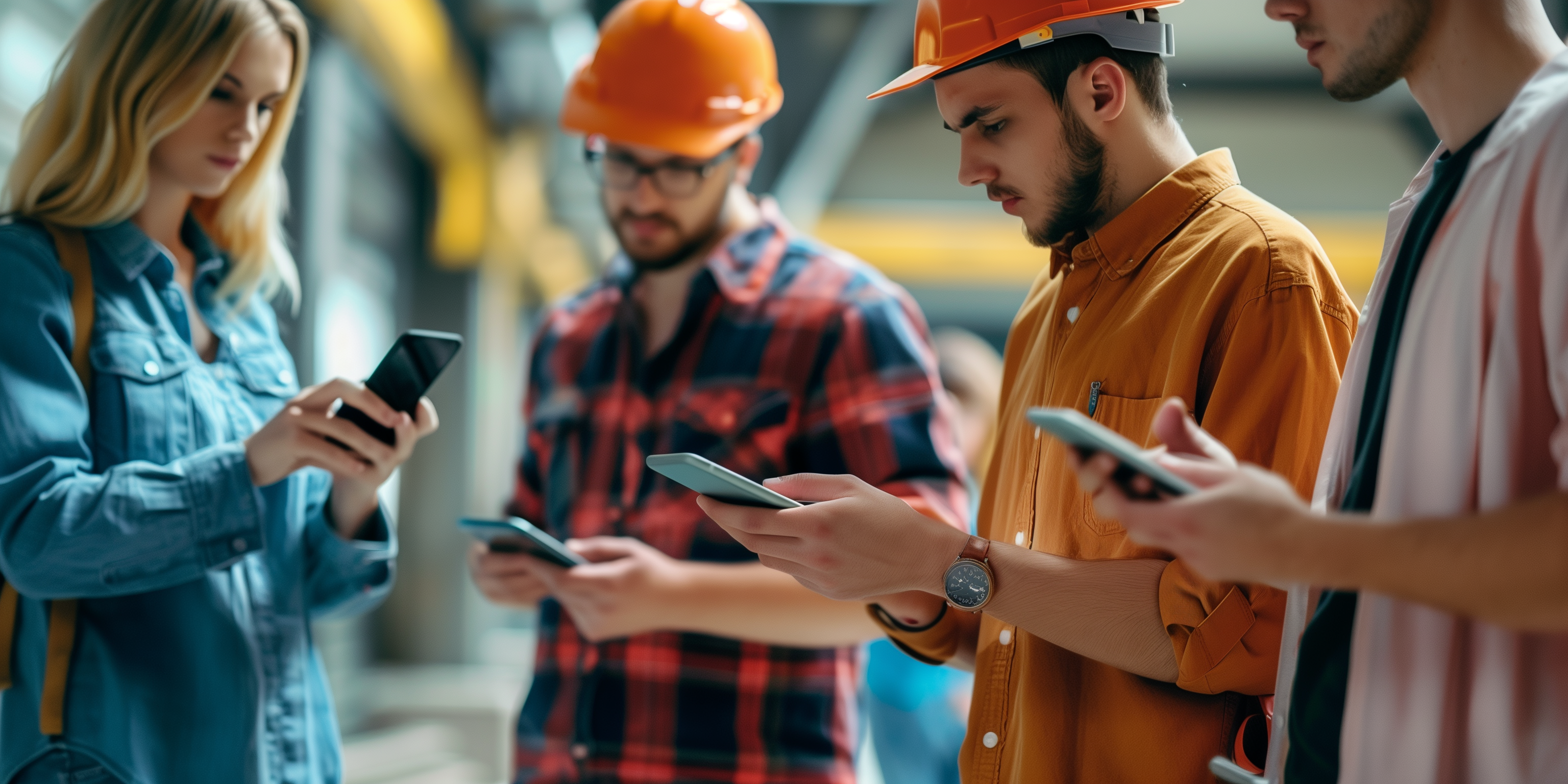 People reading tasks from a phone